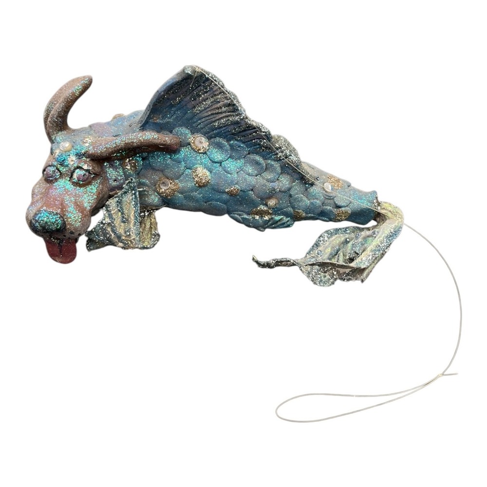 December Diamonds Dog Fish Ornament Mer-dog Collectible Fantasy Animal Mermaid